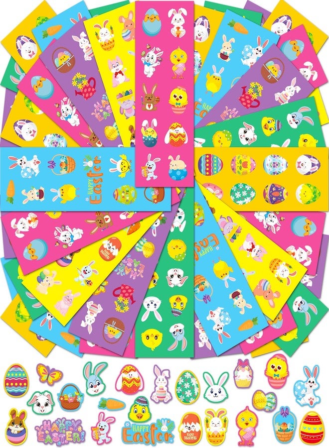 Oomloid 1260 PCS Easter Stickers for Kids, 100 Sheets Egg Decorating Fillers Bunny Stickers, Party Favors Activities Crafts Gifts Toddlers Easter Basket Stuffers for Kids Boys Girls Goodie Bags - Image 1